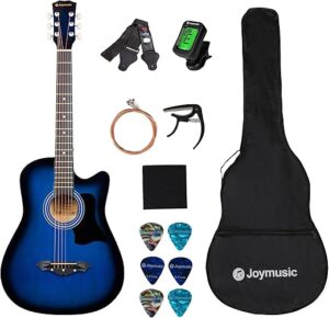 JOYMUSIC 38 Inch Blueburst Beginner Acoustic Guitar Kit (JG-38C,BLS)