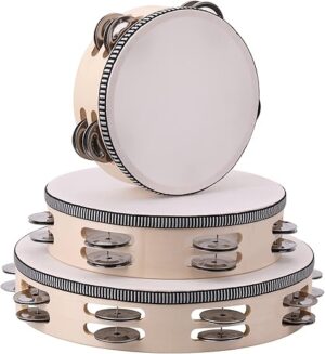 CKVIHAV 3Pack Double Row Wooden Tambourines