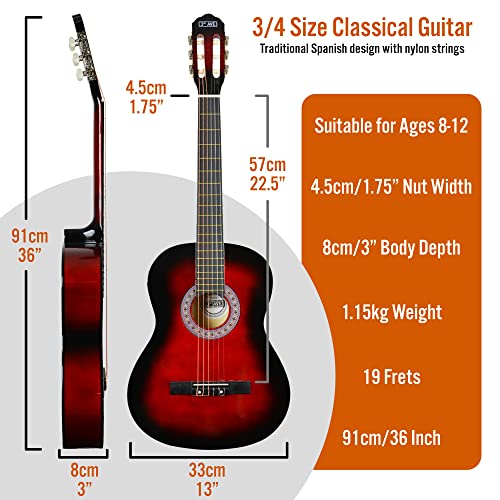 3rd Avenue 3/4 Size Redburst Classical Guitar Pack - Image 2