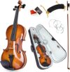 Kmise 4/4 Full Size Violin Set, Solid Wood (MI3415)