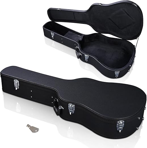 TOPURWAY 41" Acoustic Guitar Hard Shell Case, Black