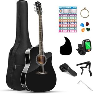 Moukey 41″ Acoustic Guitar With Accessories – Black