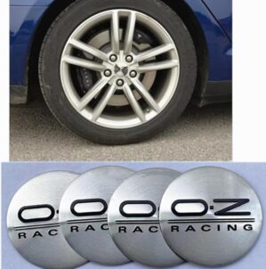 ECOBU 4PCS Silver/Black 56mm Wheel Center Caps