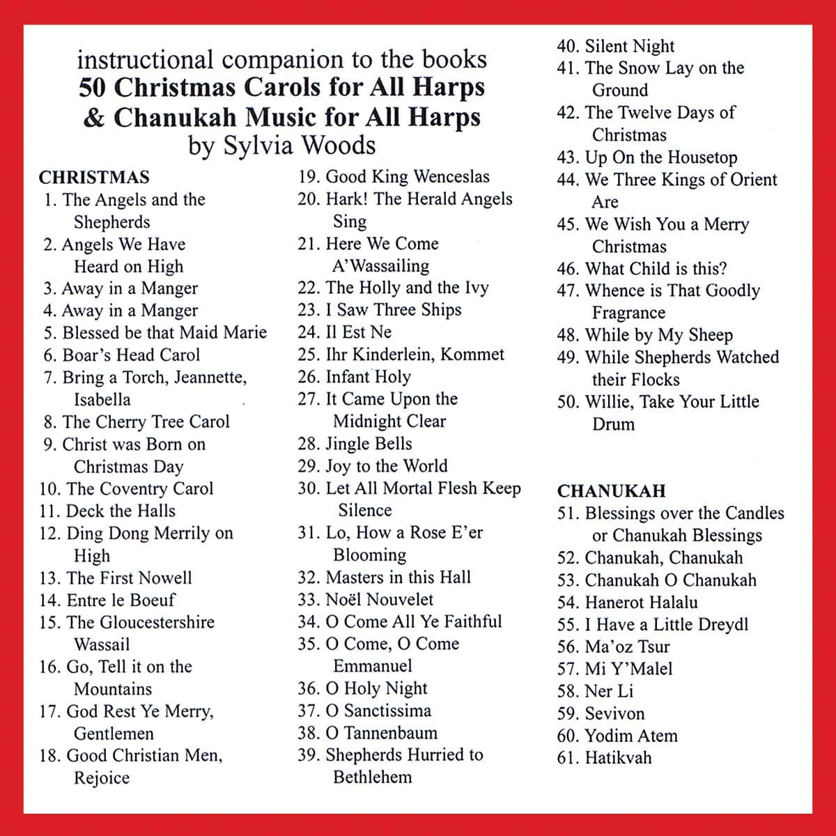 Hal Leonard 50 Christmas Carols For All Harps CD