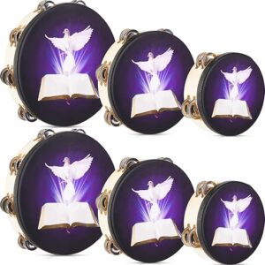Boao 6 Pack Dove Bible Tambourine Set