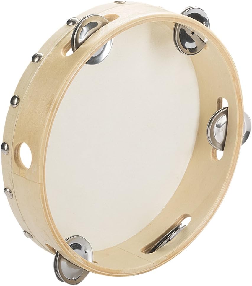Tosnail 8" Wood Handheld Tambourine - Single Row