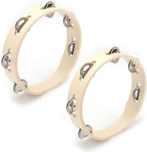Tosnail 8" Wood Tambourine - 2 Pack