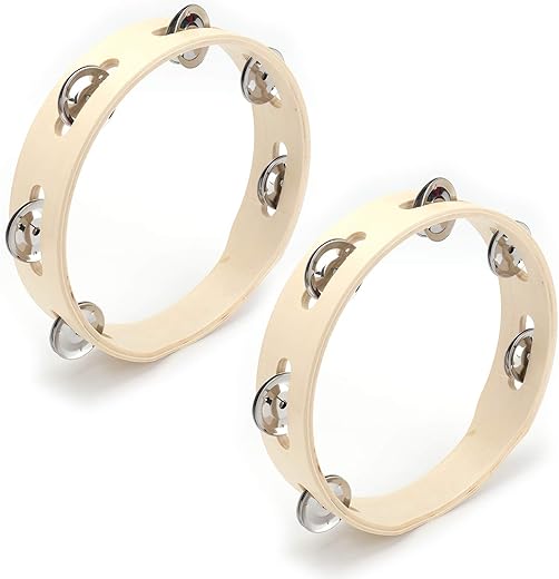Tosnail 8" Wood Tambourine - 2 Pack