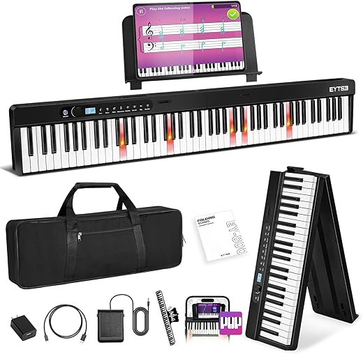 EYTSE 88 Key Folding Piano Keyboard, Portable