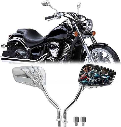 Rich Choices 8mm/10mm Motorcycle Skull Rearview Mirrors