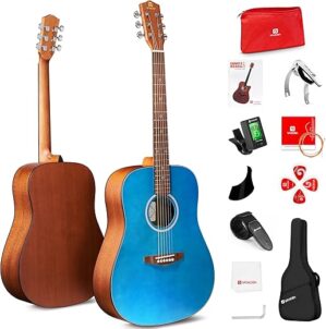 Vangoa Acoustic Guitar Blue 41 Inch Set