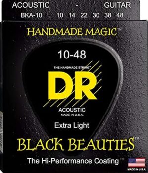 DR Strings Acoustic Guitar Strings, Black Coated, 10-48