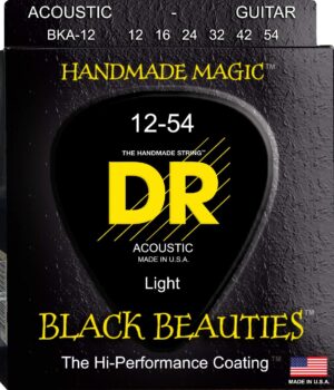 DR Strings Acoustic Guitar Strings, Black Coated, 12-54