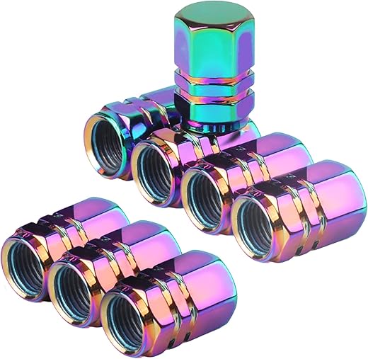 Bestmoy Aluminum Alloy Tire Valve Caps, Multicolor