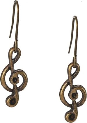 Spinningdaisy Antique Bronze Musical Instrument Earrings