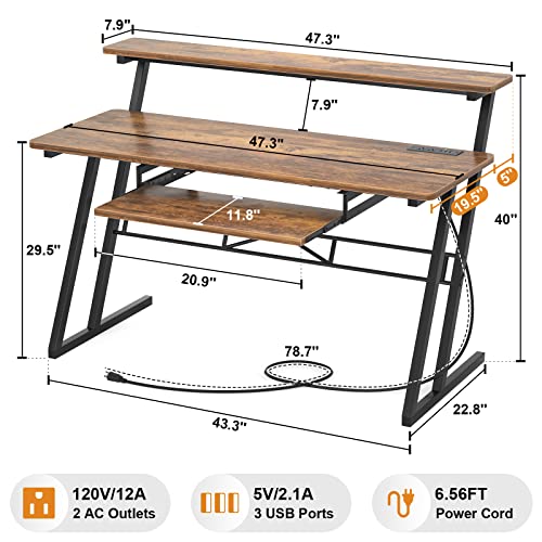 armocity Music Studio Desk With Power Outlet - Image 3