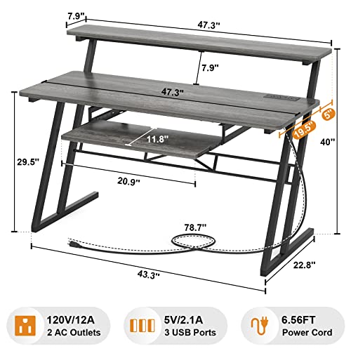 armocity Music Studio Desk With Power Outlet - Image 3