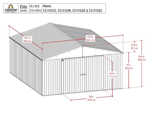 Arrow Shed Elite 14' x 16' Gable Roof Steel Shed - Image 2