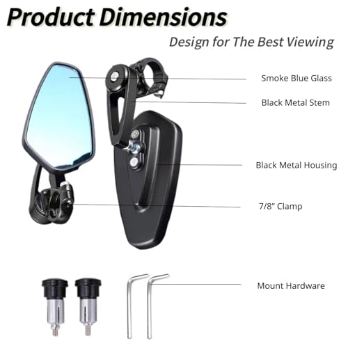 AULLY PARK 7/8" Bar End Motorcycle Mirrors - Image 4