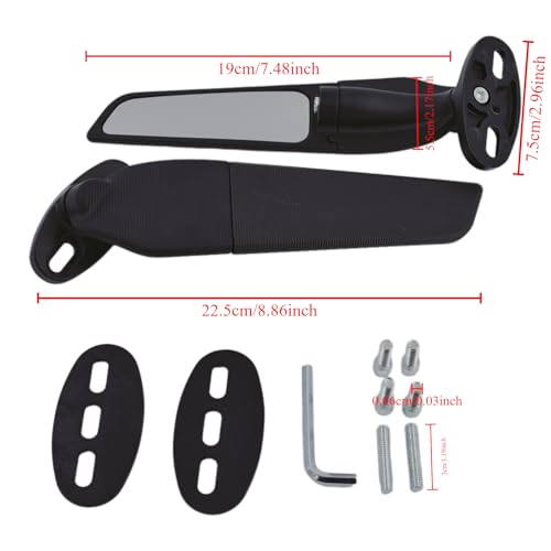 AULLY PARK Adjustable Motorcycle Rearview Mirrors Compatible - Image 2