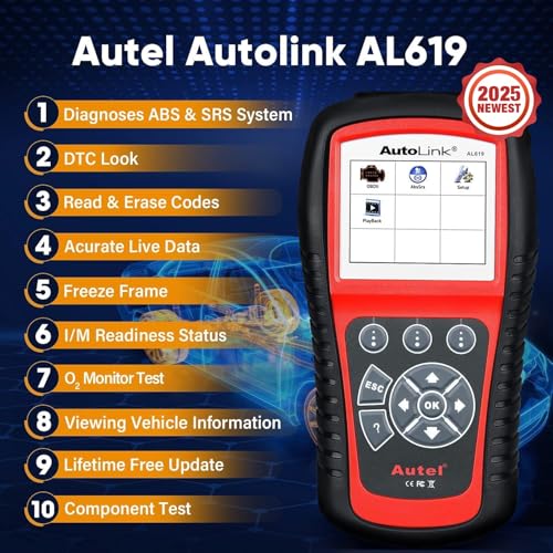 Autel AutoLink AL619 Scanner, ABS SRS Diagnostic Tool - Image 2
