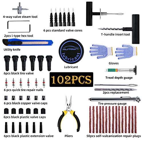 AUTOWN Tire Repair Kit, 102 Pcs Heavy Duty - Image 2