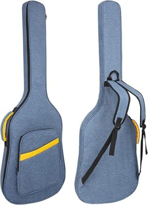 MUZNOTE Bass Guitar Backpack Padded Case Blue