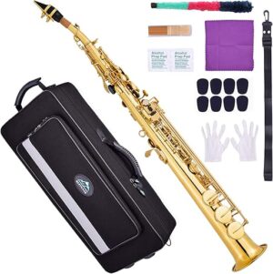 EASTROCK Bb Soprano Saxophone Straight Gold Lacquer