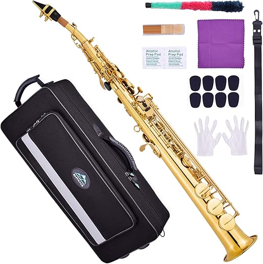 EASTROCK Bb Soprano Saxophone Straight Gold Lacquer