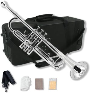 WUQIMUSC Bb Trumpet Set With Accessories (Silver)