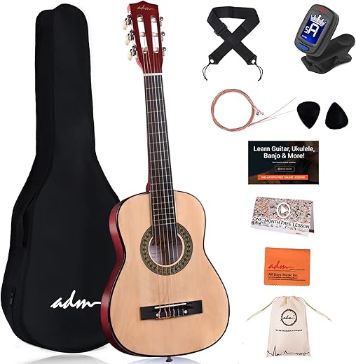 adm Beginner Acoustic Classical Guitar 30 Inch Bundle