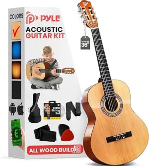 Pyle Beginner Acoustic Guitar Kit, 3/4 Junior Size