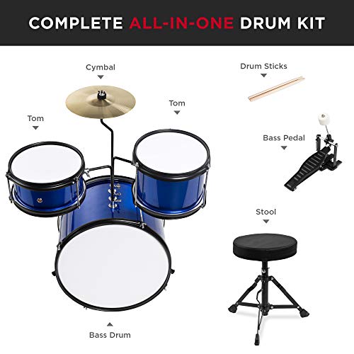 Best Choice Products Kids 3-Piece Beginner Drum Set, Blue - Image 5