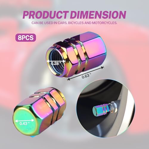 Bestmoy Aluminum Alloy Tire Valve Caps, Multicolor - Image 2