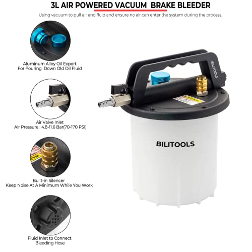 BILITOOLS 3L Vacuum Brake Bleeder Kit With Adapters - Image 4