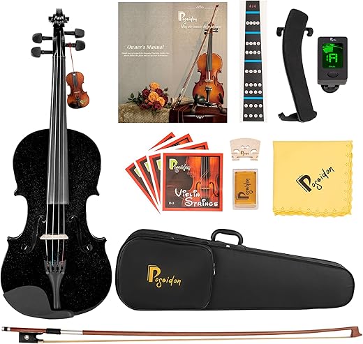 Poseidon Black Violin 1/2 Size For Kids