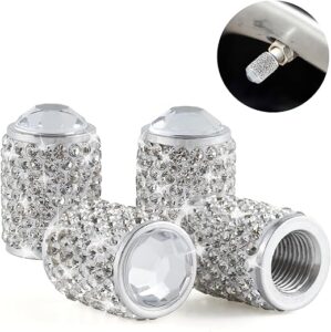 alpmosn Bling Crystal Tire Valve Caps, 4 PCS