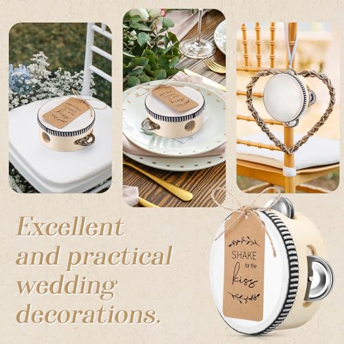 Boao 24 Sets Wooden Wedding Tambourines 4 Inch - Image 3