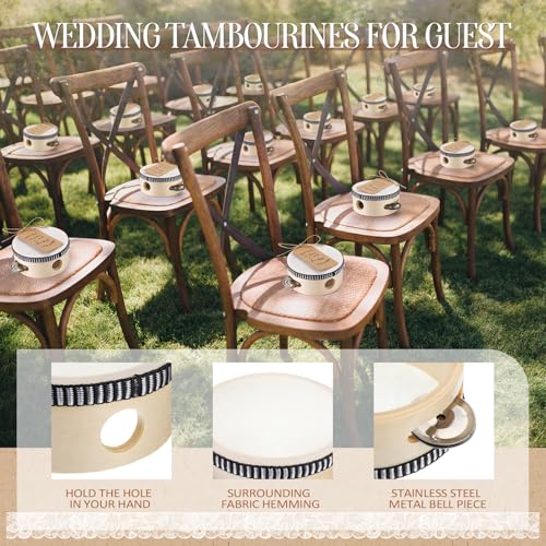 Boao 24 Sets Wooden Wedding Tambourines 4 Inch - Image 5