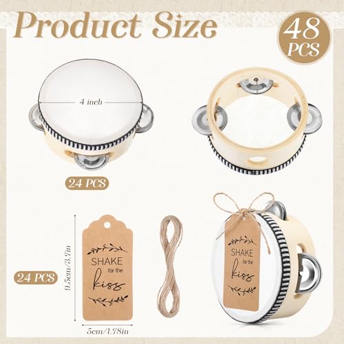 Boao 24 Sets Wooden Wedding Tambourines 4 Inch - Image 2
