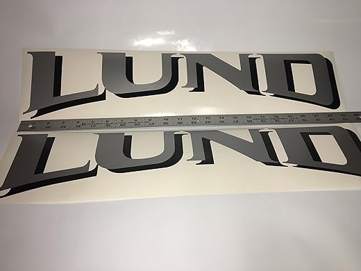 Lund Boat Decals Set, Silver Black Shadowed