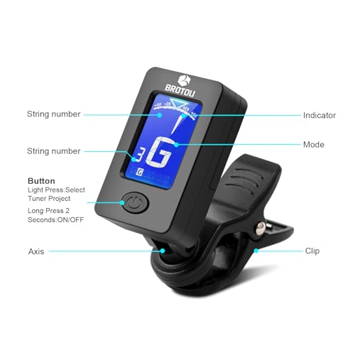 BROTOU Guitar Tuner Clip On With Capo - Image 5