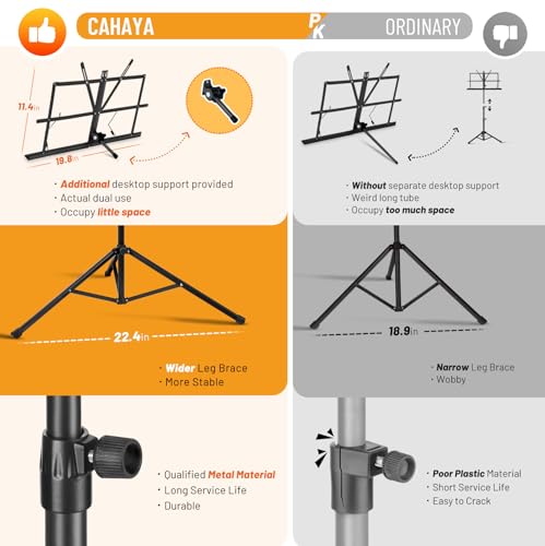 CAHAYA Dual Use Extra Stable Folding Music Stand - Image 4