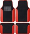 BDK Car Floor Mats, Two-Tone Carpet, Red
