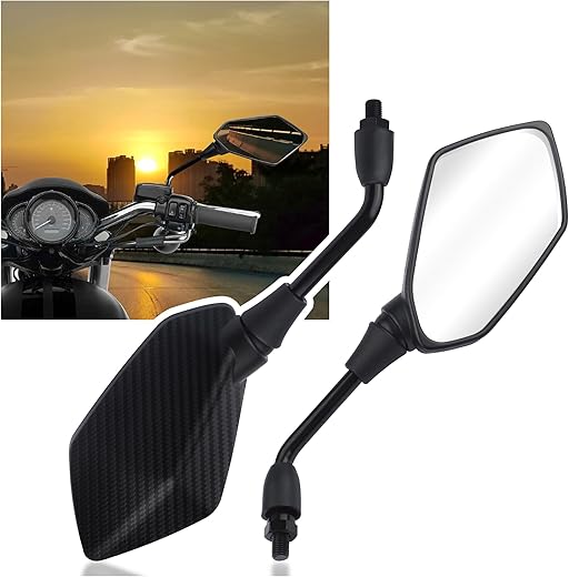 IHOTDER Carbon Fibre Motorcycle Mirrors, 360° Adjustable