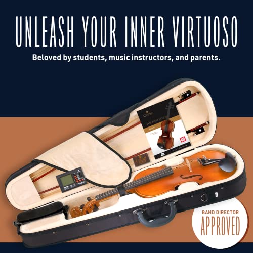 Cecilio CVN-300 Solidwood Ebony Violin, Size 1/4 - Image 2