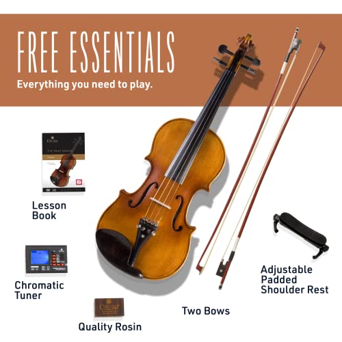 Cecilio Solidwood Ebony Fitted Violin, 4/4 Size - Image 4