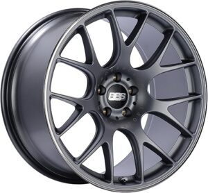 BBS CH-R Titanium Wheel With Polished Rim (19×8.5″/5x130mm, +51mm Offset)
