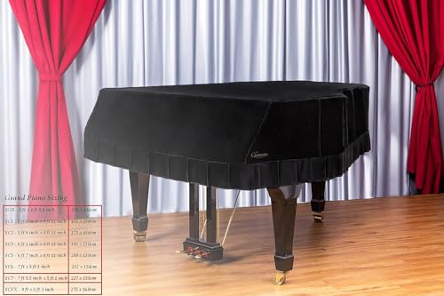 Clairevoire Classic Velvet Grand Piano Cover, Charcoal Black - Image 4