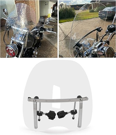ECOTRIC Clear Windshield Compatible With Cruiser Motorcycles